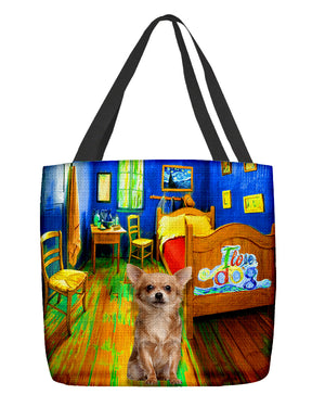 Chihuahua 3 in the bedroom-Cloth Tote Bag