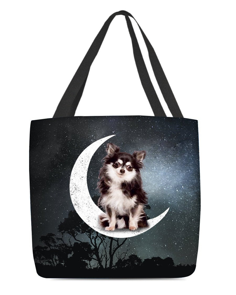 Chihuahua3-Sit On The Moon-Cloth Tote Bag