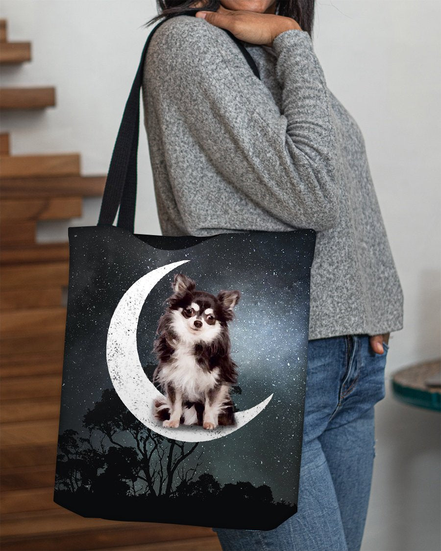 Chihuahua3-Sit On The Moon-Cloth Tote Bag