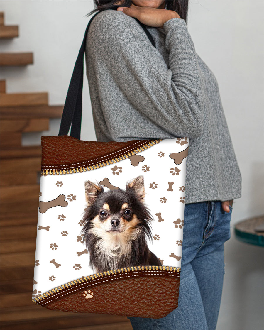 Chihuahua3-Zipper Texture-Cloth Tote Bag