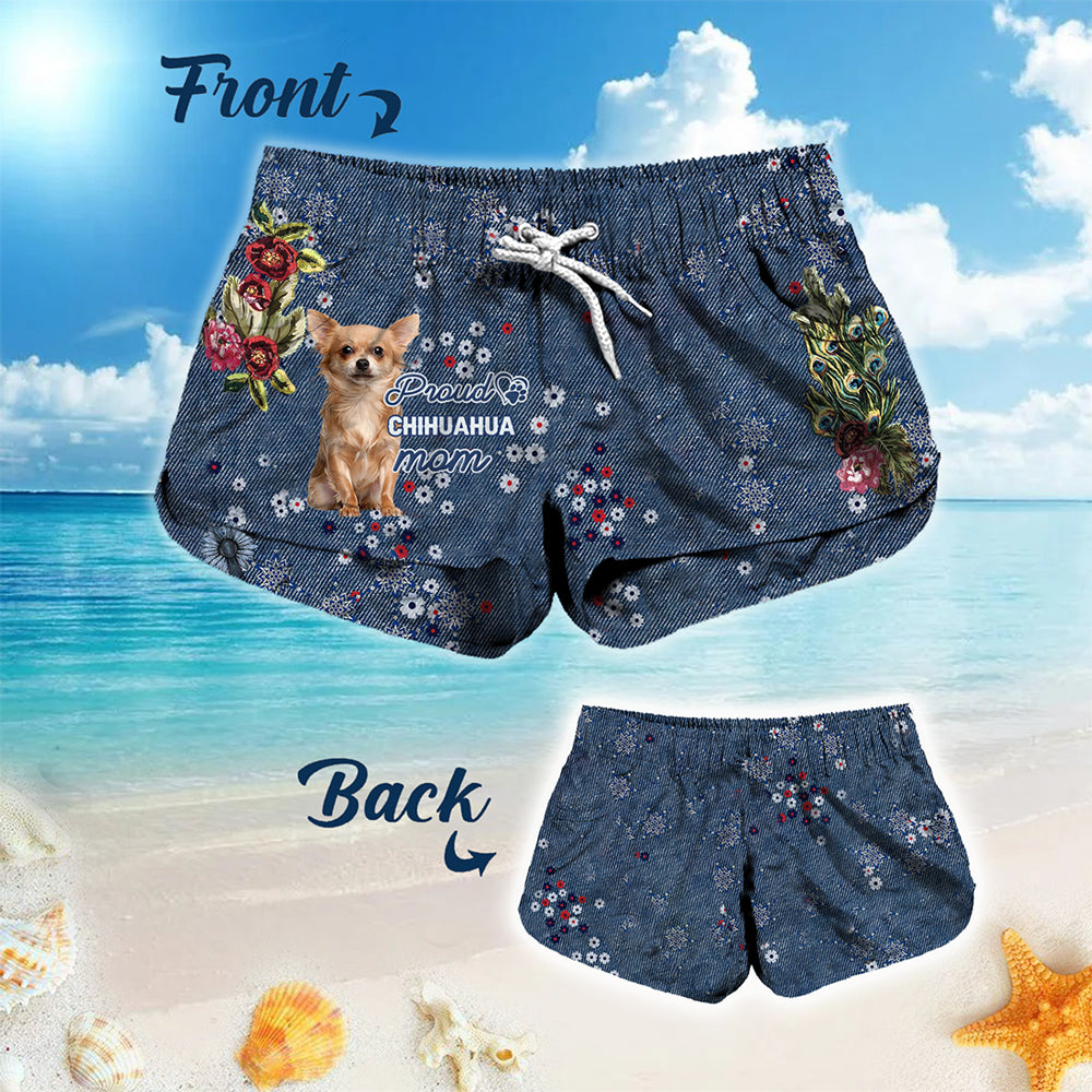 Chihuahua 3 Pround Mom-Women Hawaii Beach Shorts