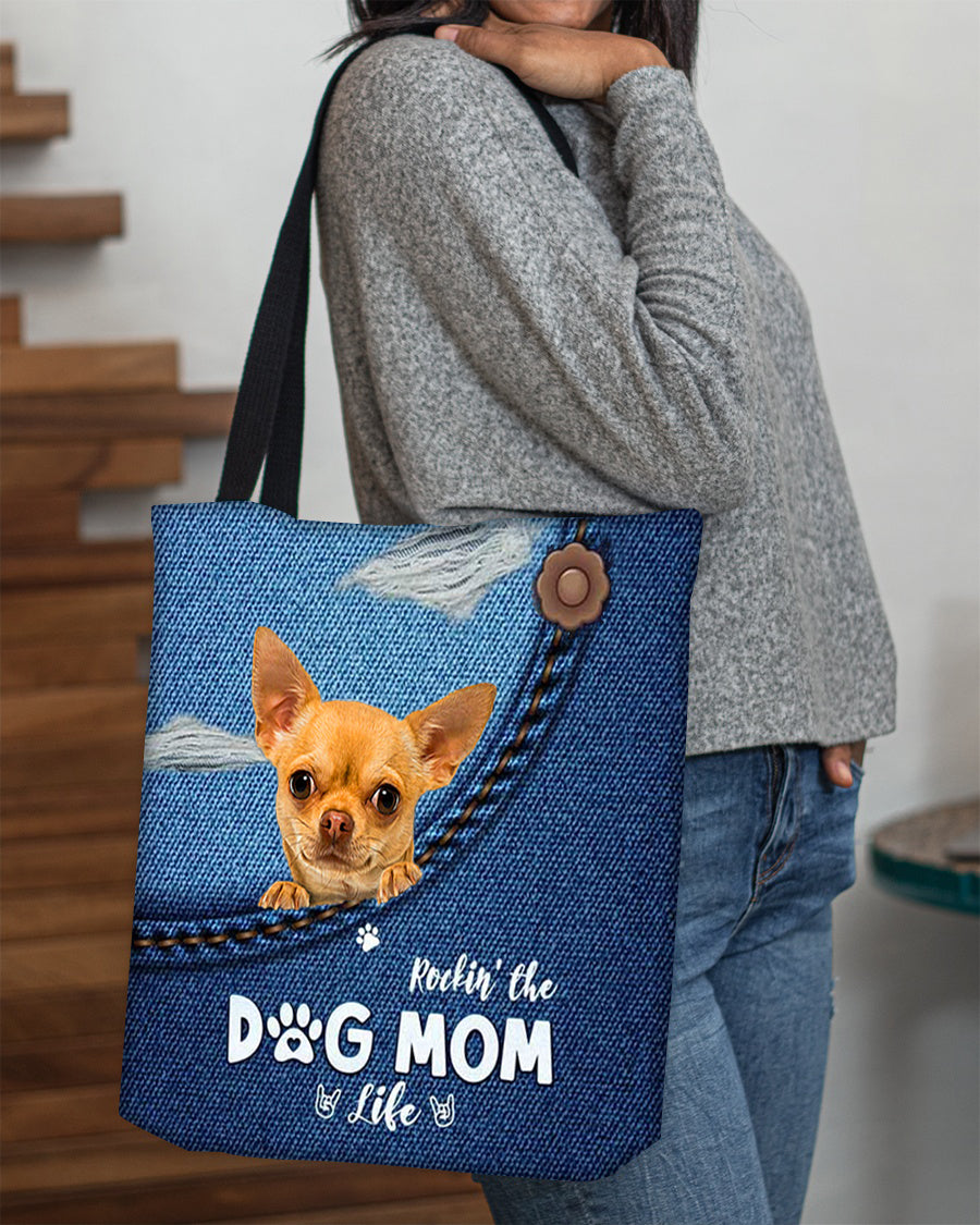 chihuahua1-Dog Mom Life-Cloth Tote Bag