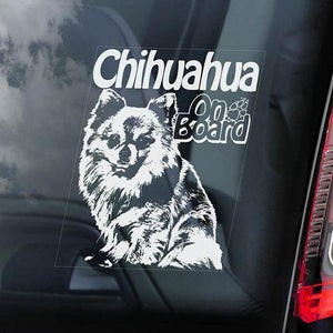 Chihuahua3 on Board-Car Window Sticker-Dog Sign Decal