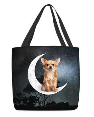 Chihuahua4-Sit On The Moon-Cloth Tote Bag