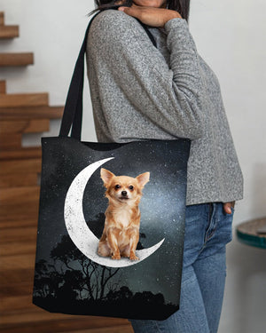 Chihuahua4-Sit On The Moon-Cloth Tote Bag