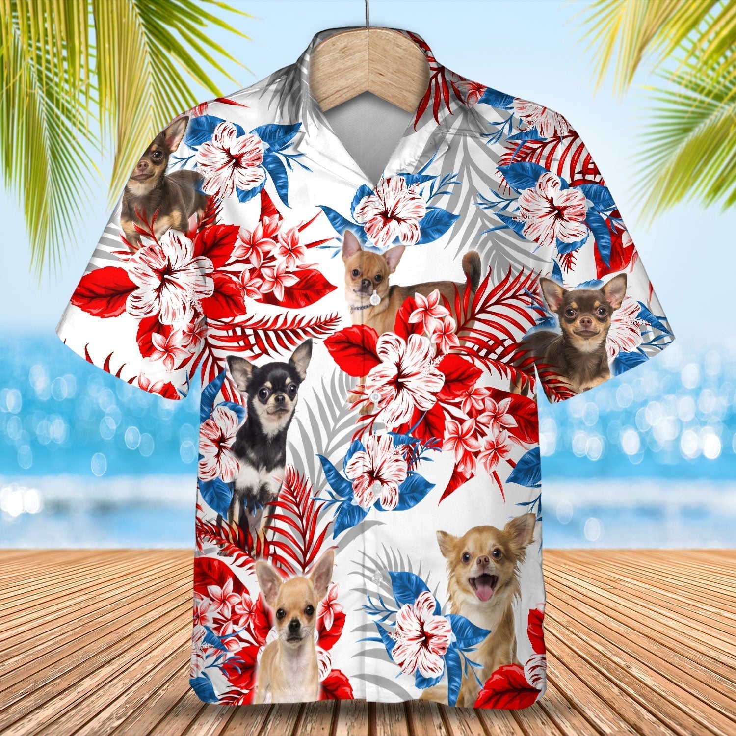 Chihuahua American Flag Hawaiian Shirt