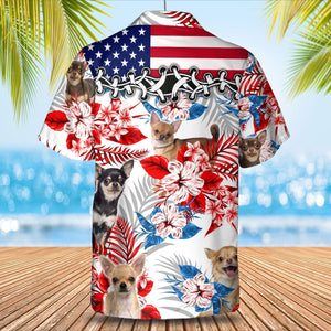 Chihuahua American Flag Hawaiian Shirt