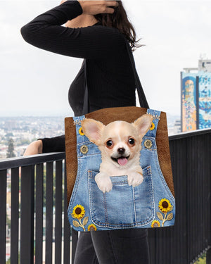 Chihuahua And Sunflower-Cloth Tote Bag