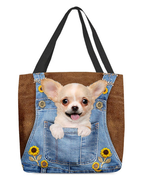 Chihuahua And Sunflower-Cloth Tote Bag