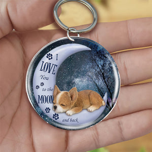 Chihuahua Moon Back-Round Resin Epoxy Metal Keychain