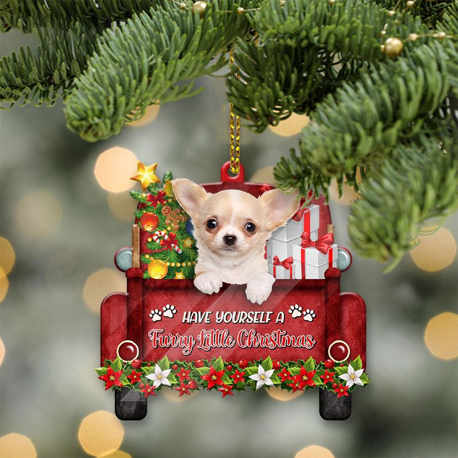 Chihuahua Sit On A Truck-Two Sided Ornament