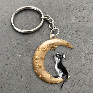 Chihuahua-Dog & Moon Flat Acrylic Keychain