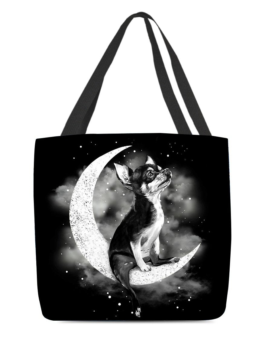 Chihuahua Sit On The Moon With Starts-Cloth Tote Bag
