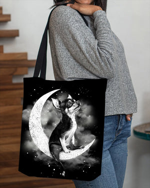 Chihuahua Sit On The Moon With Starts-Cloth Tote Bag