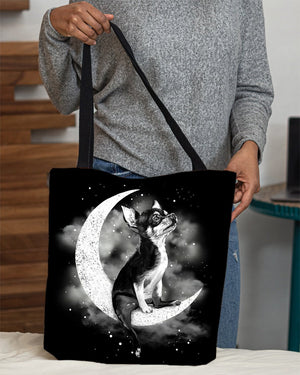 Chihuahua Sit On The Moon With Starts-Cloth Tote Bag