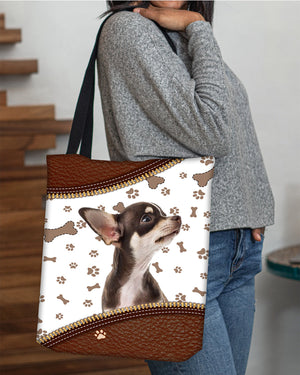 Chihuahua (1)-Zipper Texture-Cloth Tote Bag2