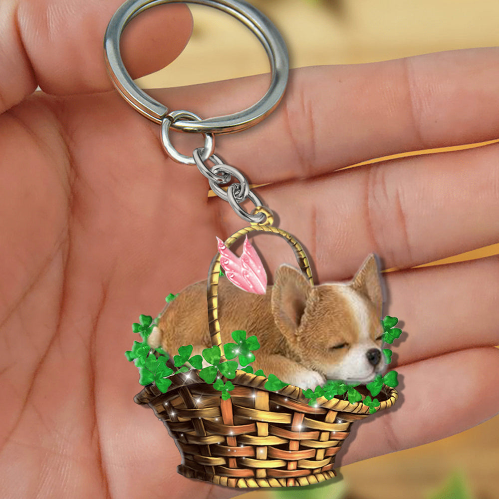 Chihuahua (2)-Sleeping Lucky Fairy Flat Acrylic Keychain