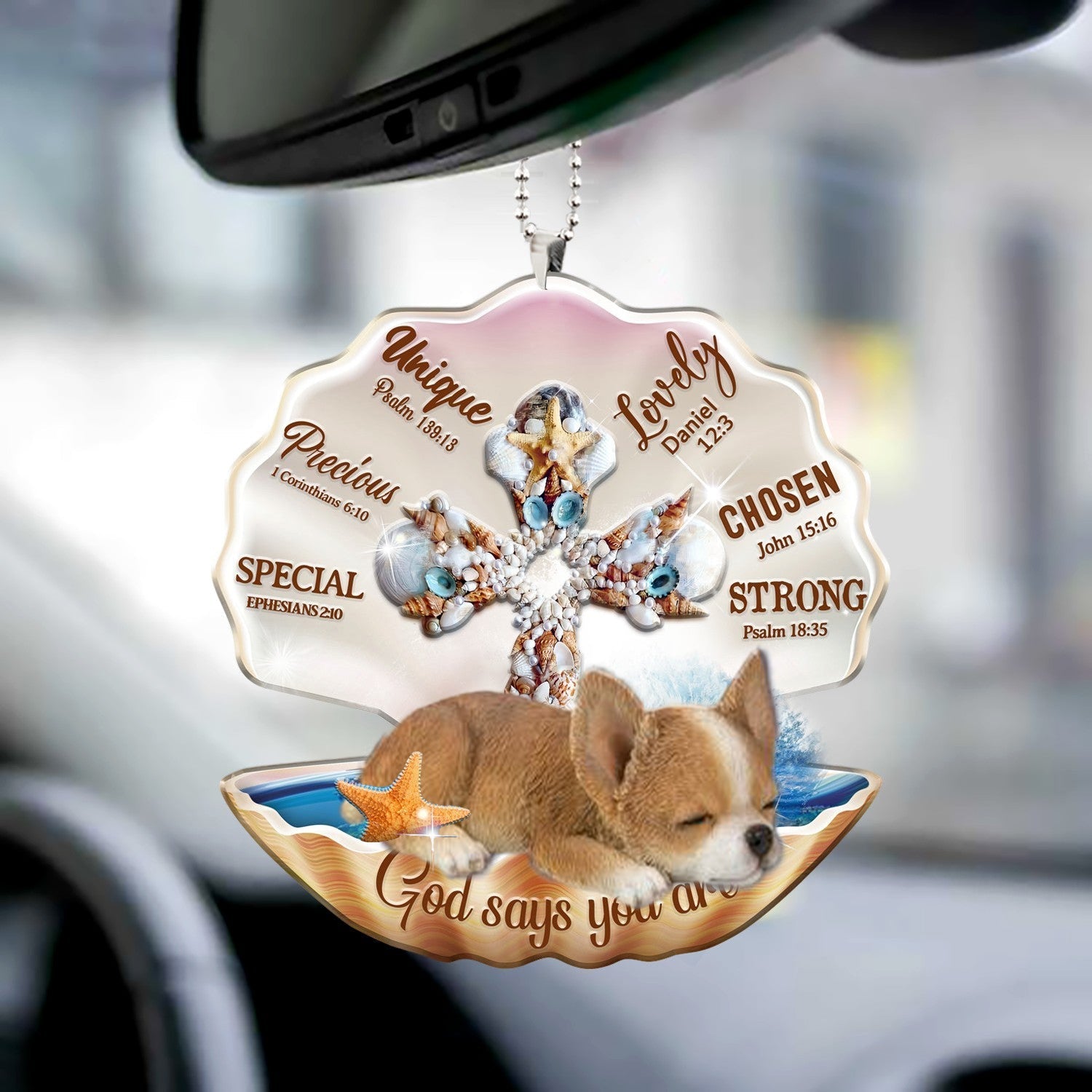 Chihuahua (2)-You Are Cross In Seashell-Two sides ornament