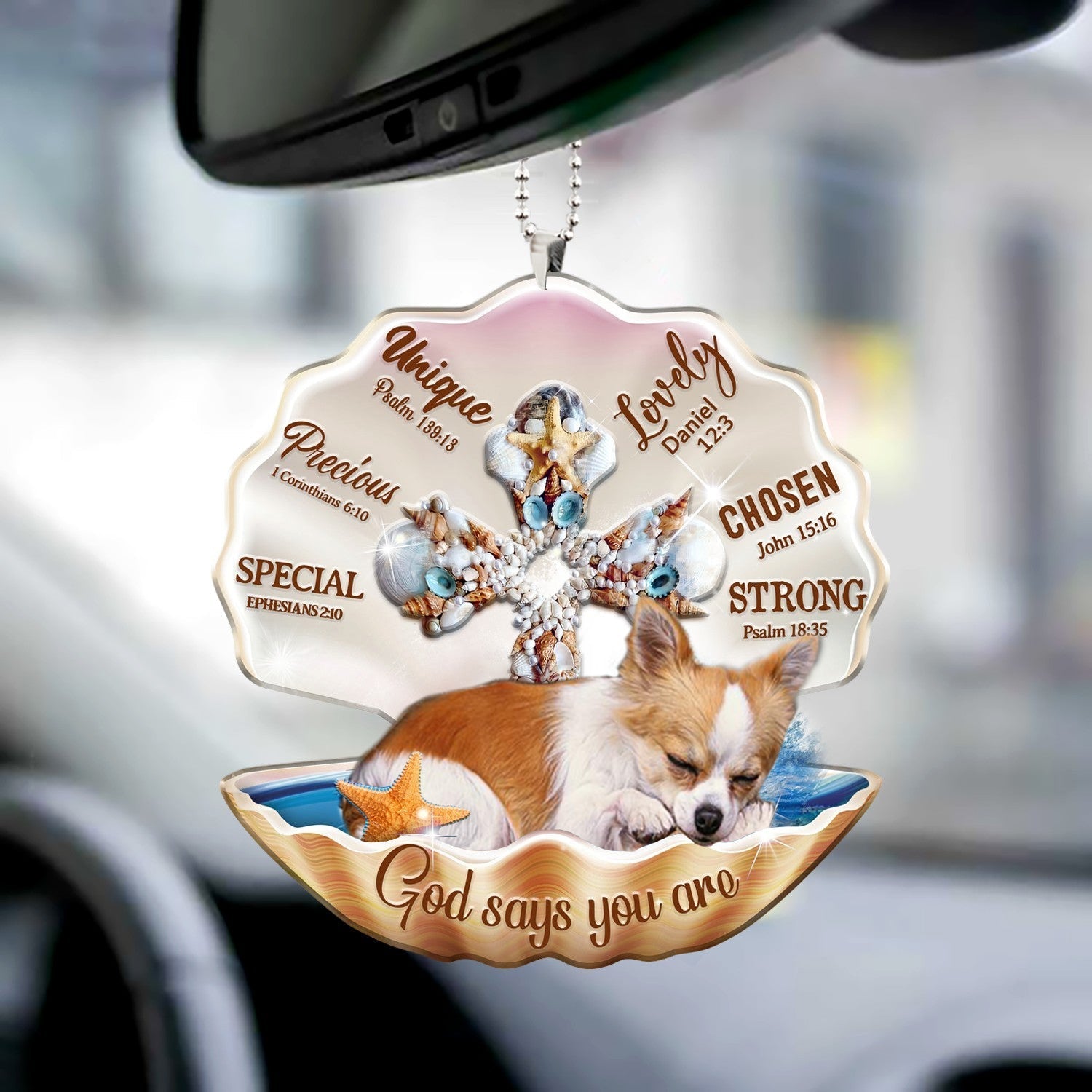 Chihuahua-You Are Cross In Seashell-Two sides ornament