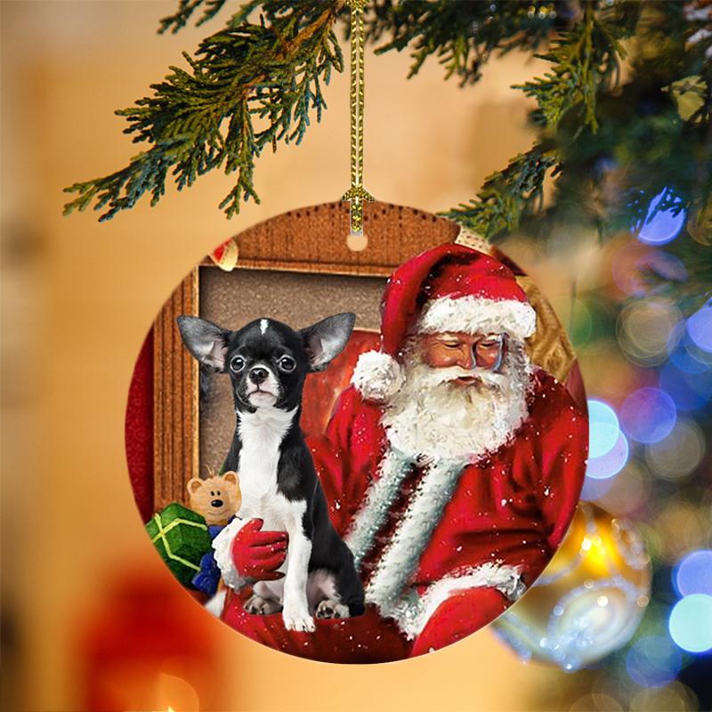 Chihuahua With Santa Christmas Ornament