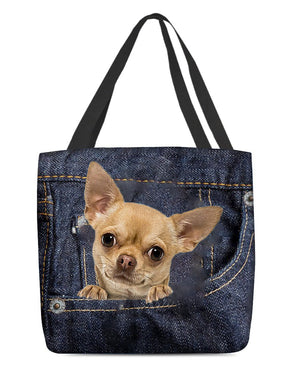 Chihuahua-Dark Denim-Cloth Tote Bag