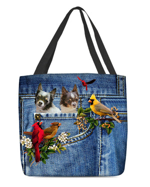 Chihuahua 2-Cardinal & Dog Cloth Tote Bag