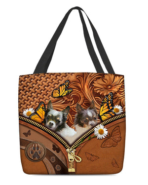 Chihuahua n2 Butterfly Daisy Cloth Tote Bag