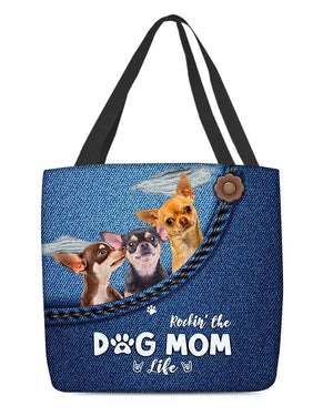 Chihuahua n3-Dog Mom Life-Cloth Tote Bag