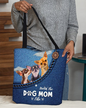 Chihuahua n3-Dog Mom Life-Cloth Tote Bag