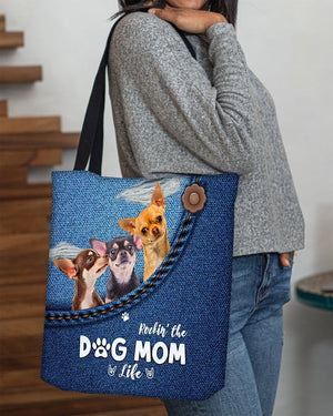 Chihuahua n3-Dog Mom Life-Cloth Tote Bag