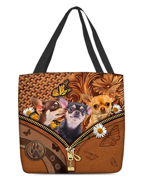 Chihuahua n3 Butterfly Daisy Cloth Tote Bag