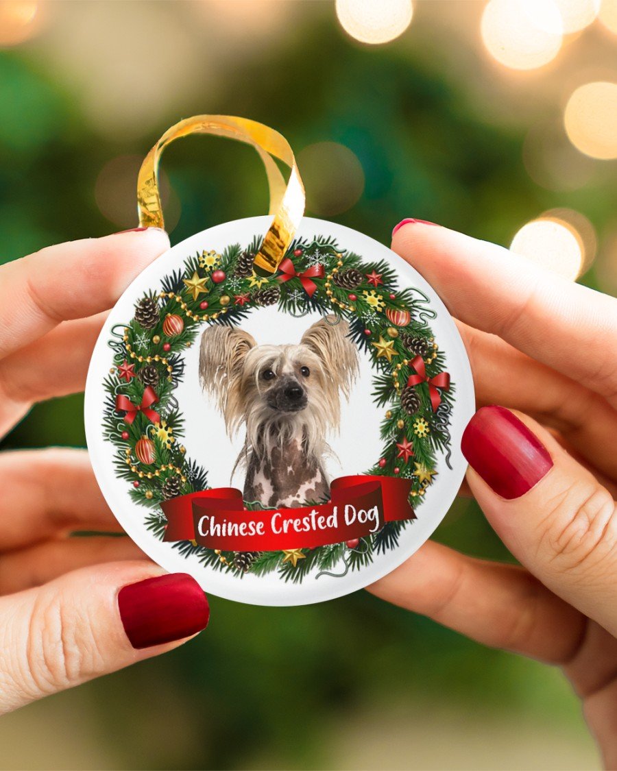 Chinese Crested-Noel Circle-Two Sided Ornament
