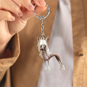 Chinese Crested Dog-Look at me flat Acrylic Keychain