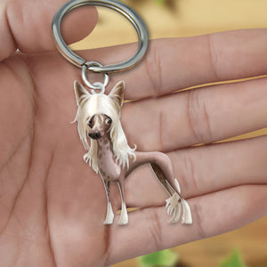 Chinese Crested Dog-Look at me flat Acrylic Keychain