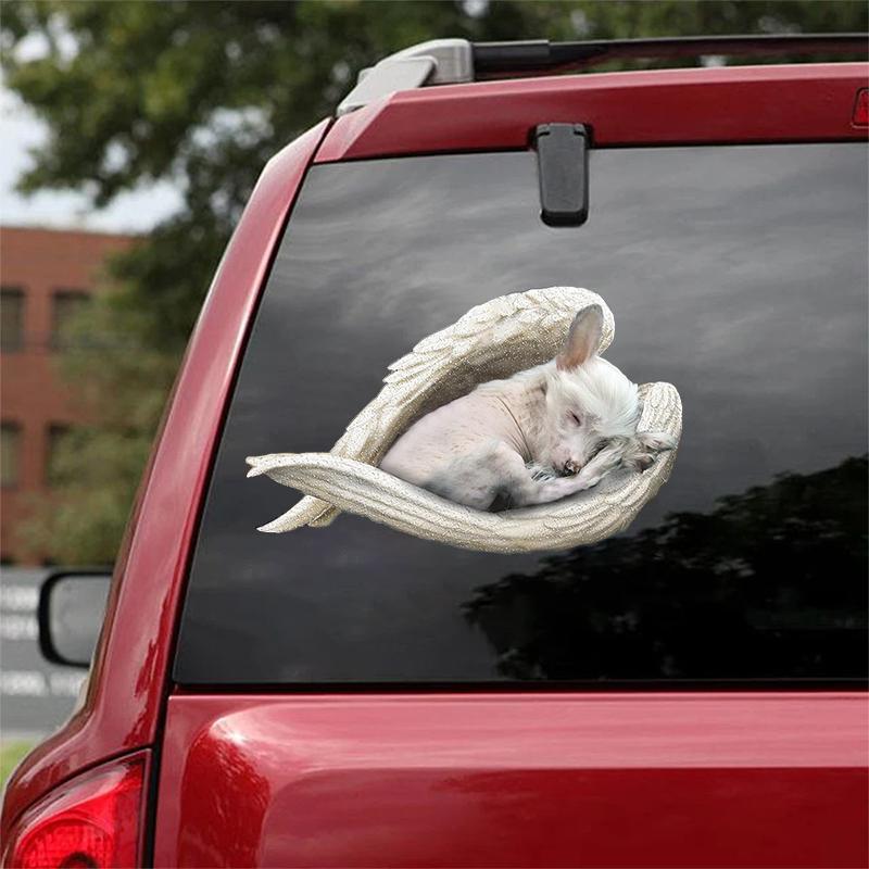 Chinese Crested-sleeping angel CAR STICKER