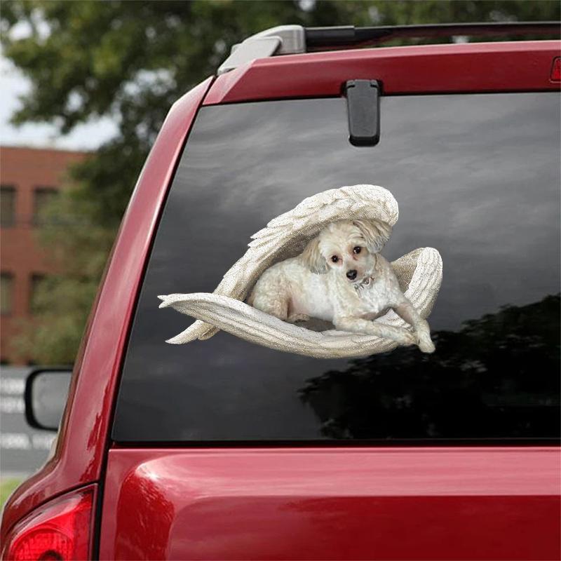 Chinese Crested powderpuff-sleeping angel CAR STICKER