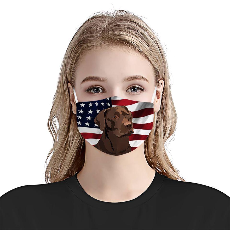 Black Labrador Retriever American Flag 1 EZ07 1504 Face Mask