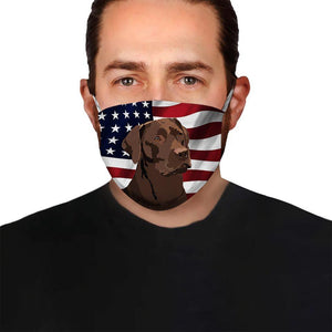 Chocolate Labrador Retriever American Flag 1 EZ07 1504 Face Mask