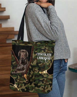 Chocolate-Labrador Camo Cloth Tote Bag