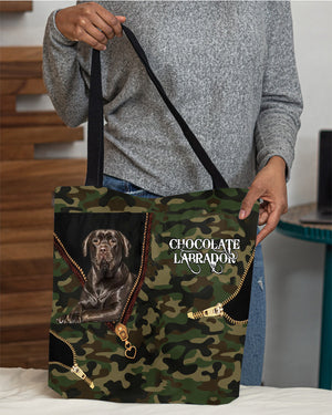 Chocolate-Labrador Camo Cloth Tote Bag