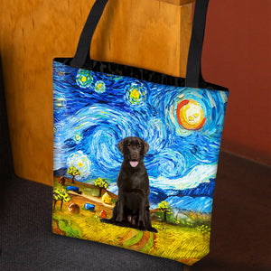 Chocolate Labrador-Oil Painting-Cloth Tote Bag