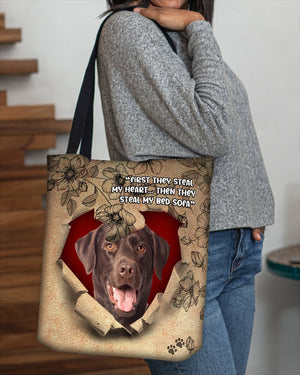 Chocolate Labrador-Torn Cloth Tote Bag