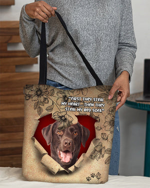 Chocolate Labrador-Torn Cloth Tote Bag