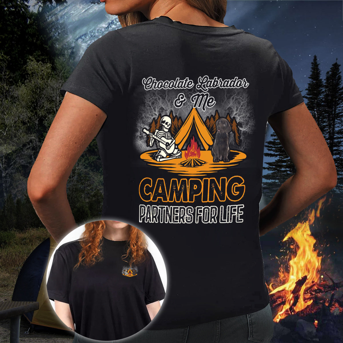 Chocolate Labrador2 Camping Partners T-shirt