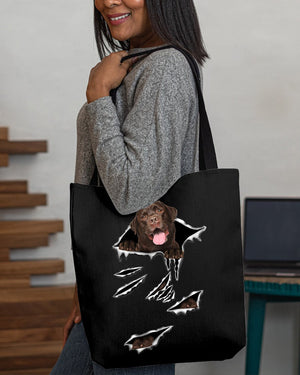 Cracks-Chocolate Labrador-Cloth Tote Bag