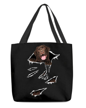 Cracks-Chocolate Labrador-Cloth Tote Bag