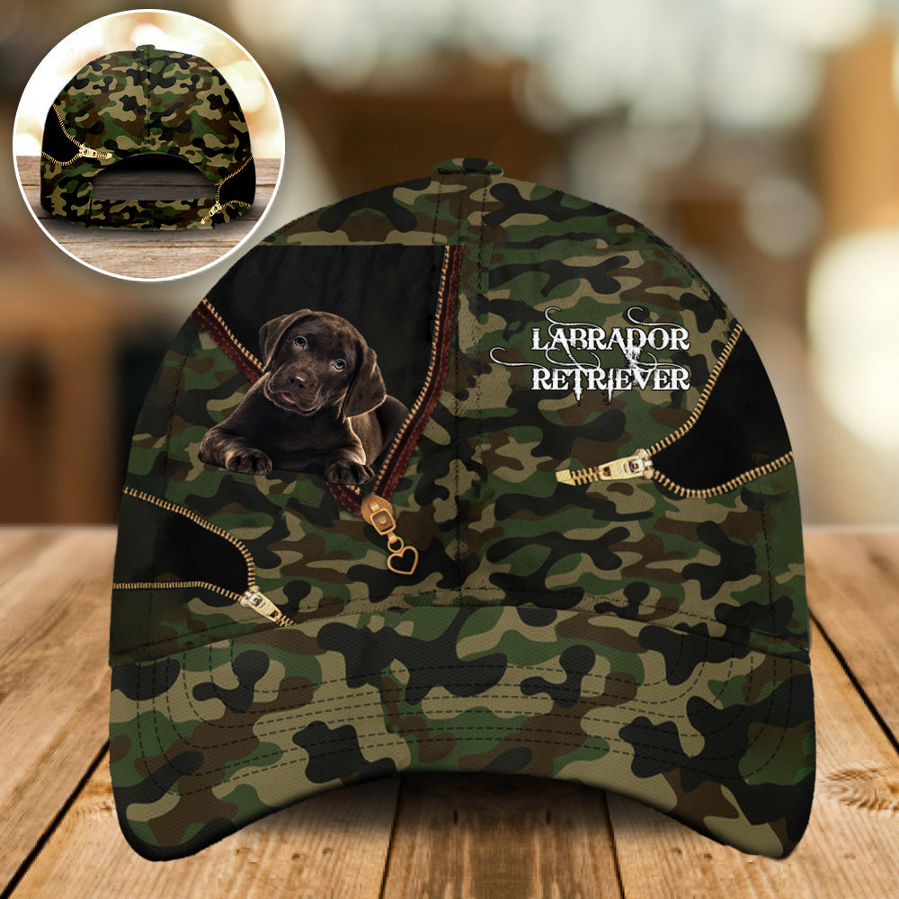 Chocolate Labrador Retriever Camo Cap