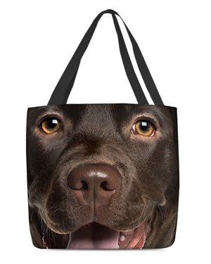 Chocolate Labrador Retriever Face-Cloth Tote Bag