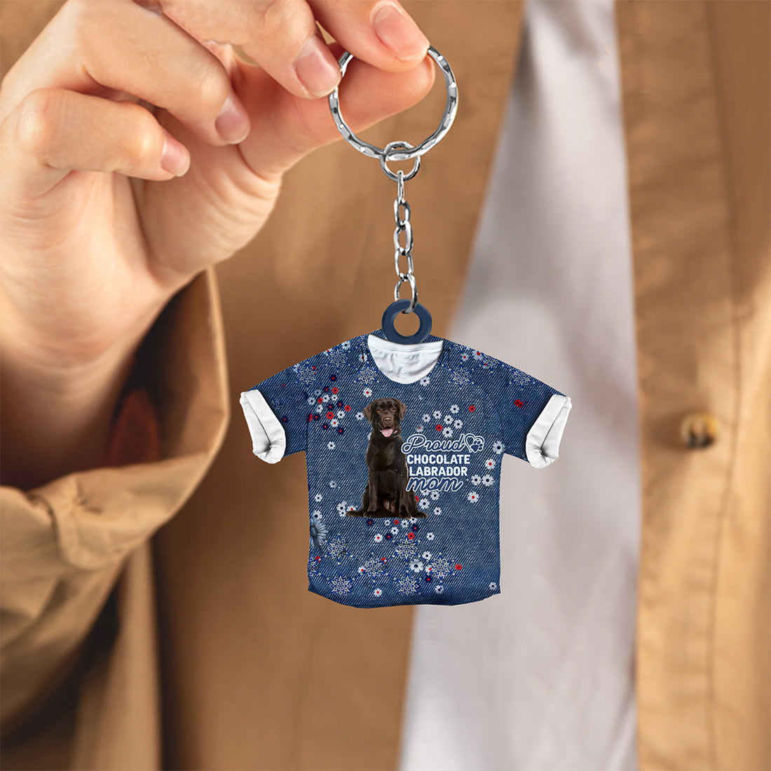 Chocolate Labrador (3)-Pround Mom-flat Acrylic Keychain