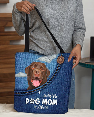 Chocolate labrador-Dog Mom Life-Cloth Tote Bag